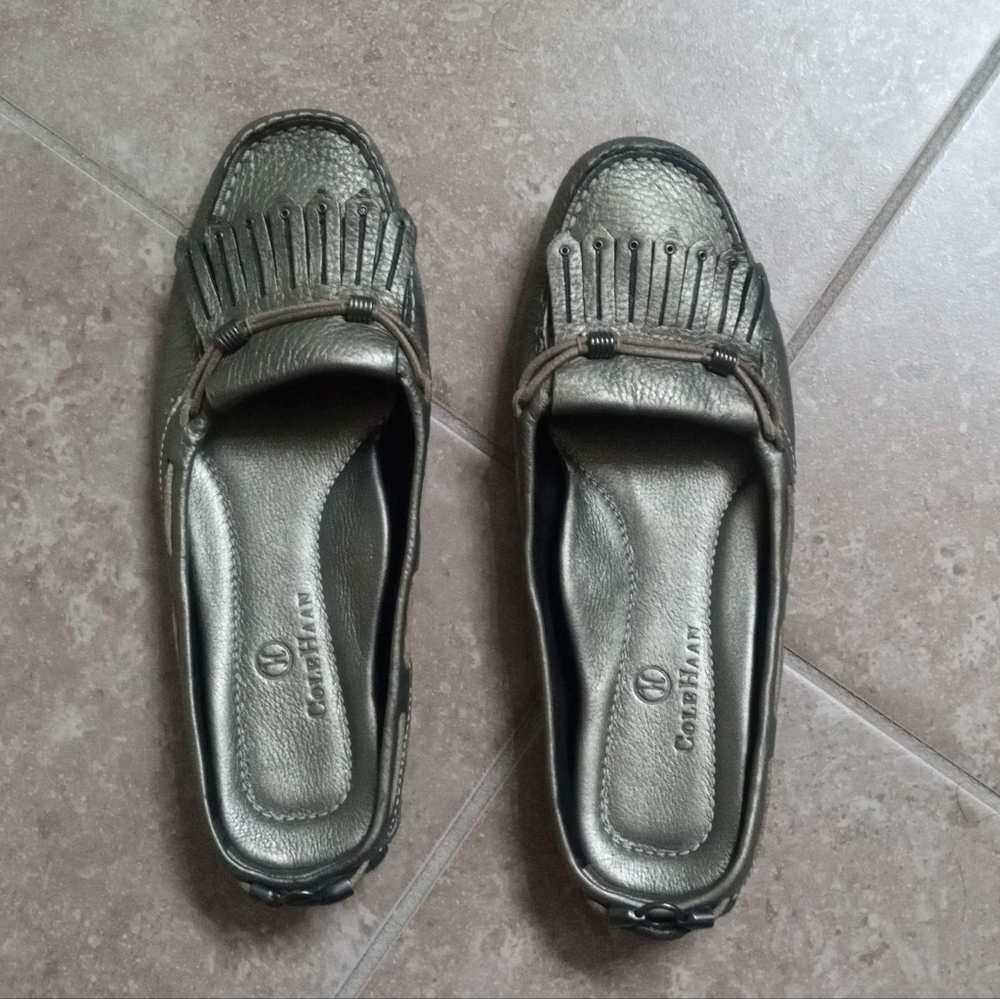 Like New Cole Haan Metallic Leather Mule Slip-On Shoes Sz.7 - Picture 4 of 6